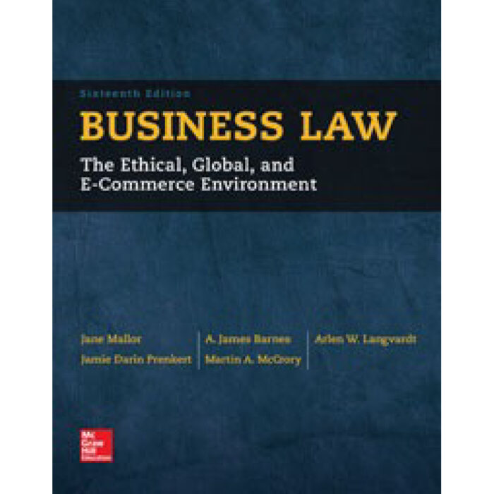 Business Law 16th Edition By Jane Mallor – Test Bank